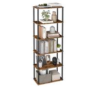 VASAGLE Bibliothèque, Étagère à 6 Niveaux, Assemblage Ultra-Rapide sans Outils, Étagère de Rangement, 23,8 x 60 x 173,4 cm, pour Salon, Chambre, Cuisine, Marron Rustique et Noir d’Encre LLS166K01