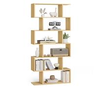 VASAGLE Bibliothèque, Étagère à 6 Niveaux, 24 x 70 x 191 cm, Meuble de Rangement, Cloison Séparateur, pour Salon, Chambre, Bureau, Couleur Chêne Naturel LBC061T70