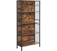 VASAGLE Bibliothèque, étagère de bureau, étagère de cuisine, étagère au sol avec 4 étagères, 4 crochets en S, pour bureau, salon, salle d'étude, cadre en acier, design industriel
