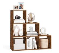 VASAGLE Bibliothèque, Étagère Escalier, Cloison Séparateur, Meuble de Rangement, 6 Compartiments, pour Bureau, Salon, Chambre, Marron Rustique LBC63BX