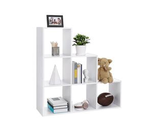 VASAGLE Bibliothèque, Étagère Escalier, Cloison Séparateur, Meuble de Rangement, 6 Compartiments, pour bureau, salon, chambre, Blanc LBC63WT