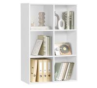 VASAGLE Bibliothèque, Étagère, Meuble de Rangement avec 6 Compartiments, Étagère sur Pied, Bibliothèque Cubique, pour Salon, Bureau, Salle à Manger, Blanc Nuage LBC203D