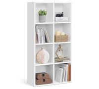 Bibliothèque en bois VASAGLE - Meuble de rangement à 8 casiers - Blanc - 30 x 65,1 x 128,9 cm