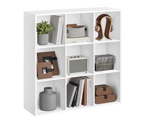 VASAGLE Bibliothèque, Étagère, Meuble de Rangement avec 9 Compartiments, Étagère sur Pied, Bibliothèque Cubique, pour Salon, Bureau, Salle à Manger, Blanc Nuage LBC177W01