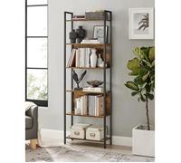 VASAGLE Bibliothèque, Étagère Rangement 6 Niveaux, Style Industriel, Marron Rustique et Noir