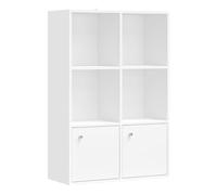 VASAGLE Bibliothèque, Étagère sur 3 Niveaux, Meuble de Rangement, avec 2 Placards en Bas, 29 x 65,8 x 97,8 cm, pour Salon, Bureau, Salle à Manger, Blanc Nuage LBC506WB01