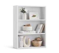 VASAGLE Bibliothèque, Étagère sur 3 Niveaux, Meuble de Rangement Ouvert, Étagère, 24 x 60 x 81,2 cm, pour Salon, Bureau, Salle à Manger, Blanc Nuage LBC163T14