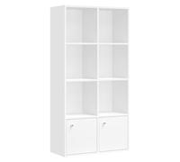 VASAGLE Bibliothèque, Étagère sur 4 Niveaux, Meuble de Rangement, avec 2 Placards en Bas, 29 x 65,8 x 130 cm, pour Salon, Bureau, Salle à Manger, Blanc Nuage LBC508WB01