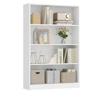 VASAGLE Bibliothèque, Étagère sur 4 Niveaux, Meuble de Rangement Ouvert, Étagère, 24 x 80 x 121,5 cm, pour Salon, Bureau, Salle à Manger, Blanc Nuage LBC108T14