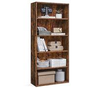 VASAGLE Bibliothèque, Étagère sur 5 Niveaux, Meuble de Rangement Ouvert, Étagère, 24 x 60 x 134,2 cm, pour Salon, Bureau, Salle à Manger, Marron Rustique LBC165X01