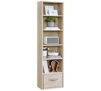 VASAGLE Bibliothèque, Étagère sur 6 Niveaux, Meuble de Rangement Ouvert, Étagère, 24 x 40 x 178,5 cm, pour Salon, Bureau, Salle à Manger, Beige Naturel LBC167L01