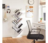 VASAGLE Bibliothèque, étagère sur pied, avec 8 niveaux, étagère DVD, en forme d'arbre, pour salon, bureau, chambre d'enfant, bureau, blanc LBC11WTV1