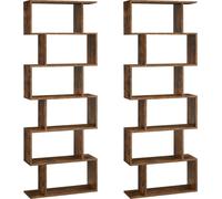 VASAGLE Bibliothèque, lot de 2, avec 6 niveaux, étagère verticale, étagère de bureau, indépendante, étagère décorative, pour la présentation, moderne, pour le salon