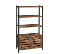 VASAGLE Bibliothèque, Meuble de Rangement, Style Industriel, avec 3 Étagères et 2 Portes battantes, pour Salon, Bureau à Domicile, Chambre, 70 x 30 x 121,5 cm, Multifonctionnel, Vintage LSC75BX