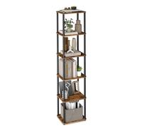 VASAGLE Bibliothèque sans Outils, Étagère à 6 Niveaux, 23,8 x 38 x 173,4 cm | Étagère de Rangement, pour Salon, Chambre, Cuisine, Marron Rustique et Noir d'Encre, Collection BRAYLIN LLS136K01