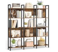 VASAGLE Bibliothèque sur 5 Niveaux, Étagère de Rangement pour Cuisine, pour Bureau, Salon, Chambre, 24 x 128 x 154,1 cm, Style Industriel, Marron Rustique et Noir d'encre LLS150K01