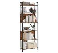 Bibliothèque, Étagère Rangement 6 Niveaux, Meuble de rangement, Cadre en acier, pour salon, Couloir, Bureau, Style Industriel