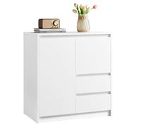 VASAGLE Buffet, Armoire de Rangement, avec Porte et Étagère Réglable en Hauteur, 2 Tiroirs, Moderne, 40 x 70 x 74,5 cm, pour Salon, Salle à Manger, Bureau, Blanc Nuage BBK243W01V1