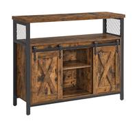 VASAGLE Buffet Cuisine, Commode, avec 2 Portes Coulissantes, 33 x 100 x 80 cm, Étagères Réglables, Marron Rustique et Noir