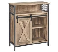 VASAGLE Buffet Cuisine, Commode, avec Porte Coulissante, 30 x 70 x 80 cm, Étagères Réglables, Marron Camel et Noir d'encre