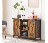 VASAGLE Buffet, Meuble de Rangement, 100 x 35 x 70 cm, avec placards et étagères, Marron Rustique et Noir