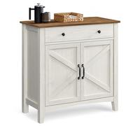VASAGLE Buffet, Meuble de Rangement avec Tiroir, Meuble de Cuisine, avec Portes, Étagère Réglable, Style Campagne, pour Salon, Salle à Manger, 40 x 80 x 80 cm, Blanc Rustique et Marron Miel BBK341W01