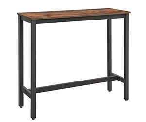VASAGLE Bureau 120 x 40 x 100 cm, Table Mange-Debout, Table de Bar, Structure en métal Stable, Design Industriel, Marron Vintage-Noir LBT12X, Panneau de Particules de Bois, Acier, 40 x 120 x 100 cm