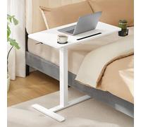 VASAGLE Bureau Assis-Debout sur roulettes, Table Mobile Réglable en Hauteur, Plateau de 70 x 40 cm, 2 Porte-gobelets, Fente Porte-Téléphone ou Tablette, Blanc Nuage LSD600W01