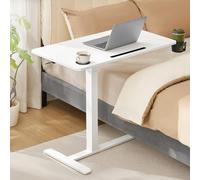 VASAGLE Bureau Assis-Debout sur roulettes, Table Mobile Réglable en Hauteur, Plateau de 80 x 45 cm, 2 Porte-gobelets, Fente Porte-Téléphone ou Tablette, Blanc Nuage LSD601W01