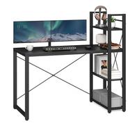 VASAGLE Bureau avec Étagères Réversible à Gauche ou à Droite, Longueur 120 cm, Table d'Ordinateur, pour Bureau à Domicile, Montage Facile, Noir Boisé LWD048B56