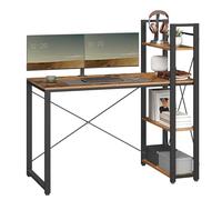 VASAGLE Bureau avec ÉtagÈres RÉversible À Gauche ou À Droite, Longueur 120 cm, Table d'Ordinateur, pour Bureau À Domicile, Montage Facile, Marron Rustique et Noir LWD48X