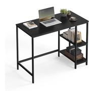 VASAGLE Bureau avec Rangement, Table d’Ordinateur, avec 2 Étagères Réversibles, Poste de Travail, pour Télétravail, Salon, Cadre en Acier, Style Industriel, Noir Boisé LWD046B04