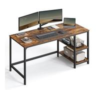 VASAGLE Bureau avec Rangement, Table d’Ordinateur, avec 2 Étagères Réversibles, Poste de Travail, pour Télétravail, Salon, Cadre en Acier, Style Industriel, Marron Rustique et Noir d'EncreLWD55X