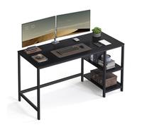 VASAGLE Bureau avec Rangement, Table d’Ordinateur, avec 2 Étagères Réversibles, Poste de Travail, pour Télétravail, Salon, Cadre en Acier, Style Industriel, Noir Boisé LWD055B02