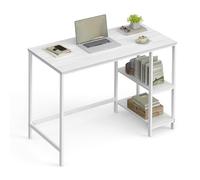 VASAGLE Bureau avec Rangement, Table d’Ordinateur, avec 2 Étagères Réversibles, Poste de Travail, pour Télétravail, Salon, Cadre en Acier, Style Moderne, Blanc Érable LWD046W01