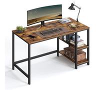 VASAGLE Bureau avec Rangement, Table Industriel avec Étagère à 2 Niveaux à Gauche ou à Droit, Cadre en Métal, Postes de Travail pour Bureau, Chambre, 120x60x75 cm, Marron Rustique et Noir LWD47X