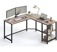 VASAGLE Bureau, bureau d'angle en L avec 2 étagères, bureau peu encombrant au design industriel, 138 x 138 x 75 cm, gris-noir