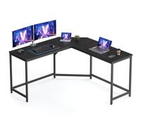 VASAGLE Bureau d'angle, Bureau d'Ordinateur en Forme de L, 149 x 149 x 76 cm, Gain de Place, Table d’Ordinateur, Noir Boisé et Noir d’Encre LWD073B56