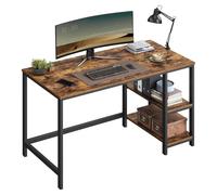 VASAGLE Bureau de style industriel pour ordinateur avec 2 étagères réglables, châssis en acier, marron rustique et noir