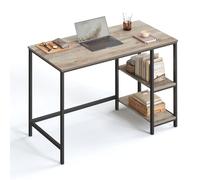 VASAGLE Bureau avec Rangement, Table d’Ordinateur, avec 2 Étagères Réversibles, Poste de Travail, pour Télétravail, Salon, Cadre en Acier, Style Industriel, Grège Chiné et Noir d'encre LWD046B02