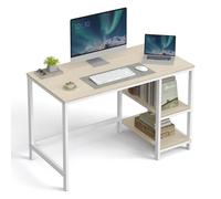 VASAGLE Bureau d'Ordinateur, 120 x 60 x 76 cm, Table Informatique, Style Moderne, pour Bureau à Domicile, Chambre à Coucher, Salon, Beige Naturel et Blanc Perle LWD047N02