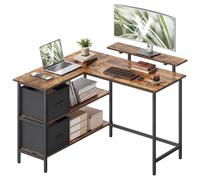 VASAGLE Bureau d'Ordinateur en Forme de L, 115 x 105 x 89 cm | Bureau d'Angle, Gain de Place, pour Jeu, Marron Rustique et Noir Mat, Collection BARNET LWD097B01