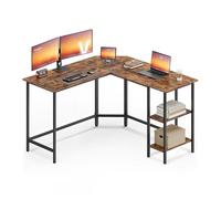 VASAGLE Bureau d'Ordinateur en Forme de L, 130 x 130 x 76 cm, Bureau d'angle avec 2 Étagères, Gain de Place, pour Jeu, Marron Rustique et Noir d’Encre LWD123K01V1