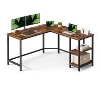 VASAGLE Bureau d'Ordinateur en Forme de L, 138 x 138 x 76 cm, Bureau d'Angle avec 2 Étagères, Gain de Place, pour Jeu, Marron Rustique et Noir d’Encre LWD72X