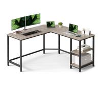 VASAGLE Bureau d'Ordinateur en Forme de L, 138 x 138 x 76 cm, Bureau d'Angle avec 2 Étagères, Gain de Place, pour Jeu, Grège et Noir d’Encre LWD72MB