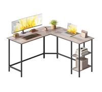 VASAGLE Bureau d'Ordinateur en Forme de L, 138 x 138 x 76 cm | Bureau d'Angle, Gain de Place, pour Jeu, Grège Chiné et Noir Mat, Collection BARNET LWD72MB