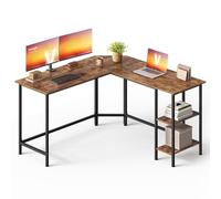 VASAGLE Bureau d'Ordinateur en Forme de L, 138 x 138 x 76 cm, Bureau d'Angle avec 2 Étagères, Gain de Place, pour Jeu, Marron Rustique et Noir d’Encre LWD72X