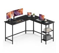 VASAGLE Bureau d'Ordinateur en Forme de L, 138 x 138 x 76 cm, Bureau d'Angle avec 2 Étagères, Gain de Place, pour Jeu, Noir Boisé LWD072B56