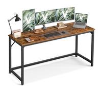 VASAGLE Bureau d'Ordinateur, Table, 160 x 60 x 76 cm, pour Bureau, Chambre, Salon, Cadre en Métal, Marron Rustique et Noir d'encre LWD121K01