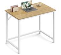 VASAGLE Bureau d'Ordinateur, Table, 50 x 80 x 76 cm, pour Bureau, Chambre, Salon, Cadre en Métal, Couleur Chêne Naturel et Blanc Perle LWD038W70